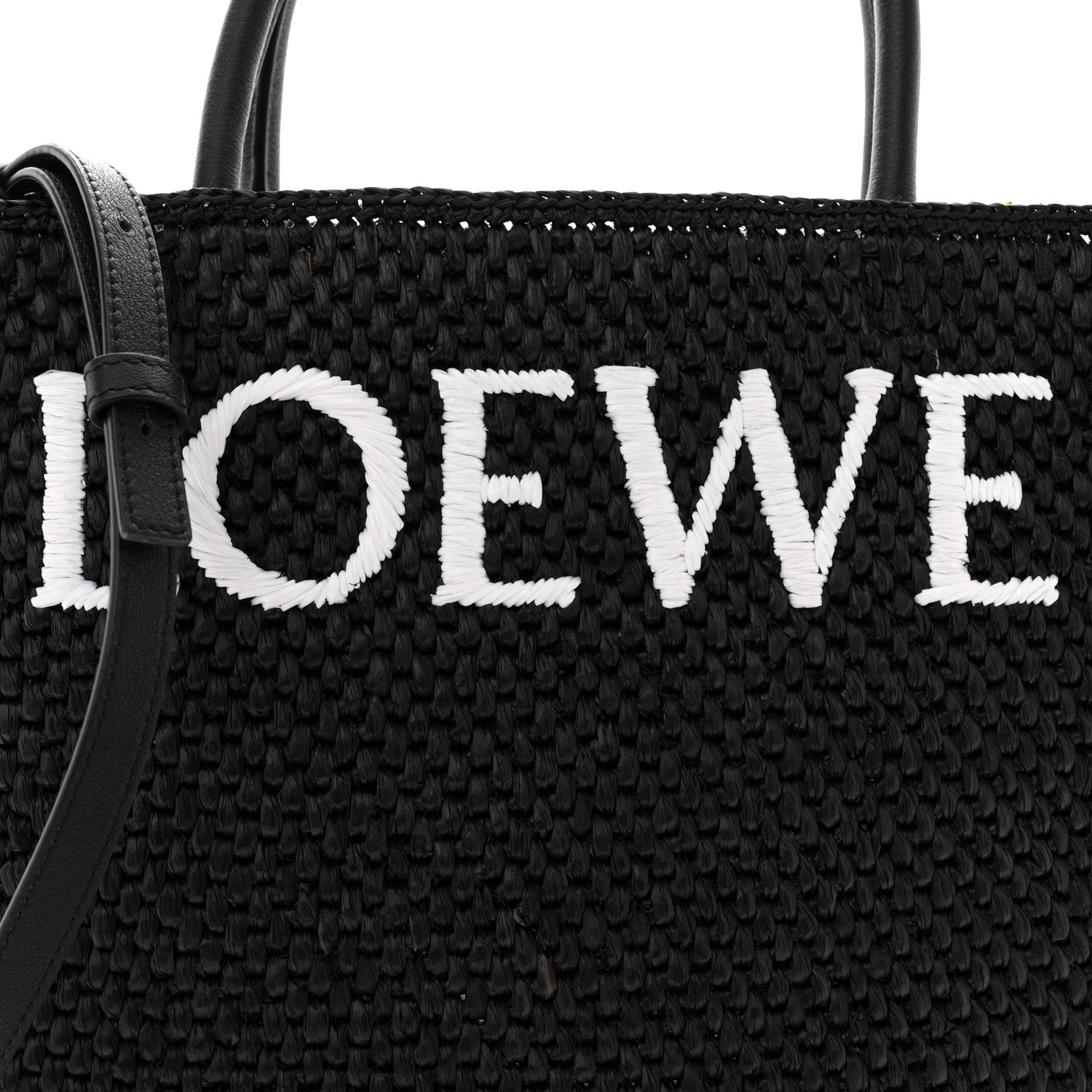 Raffia Calfskin Standard A4 Tote Bag Black