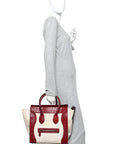 Canvas Crocodile Embossed Bi-Color Mini Luggage Beige Red