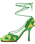 Crochet Stretch Ankle Tie Sandals 37 Kiwi Parakeet