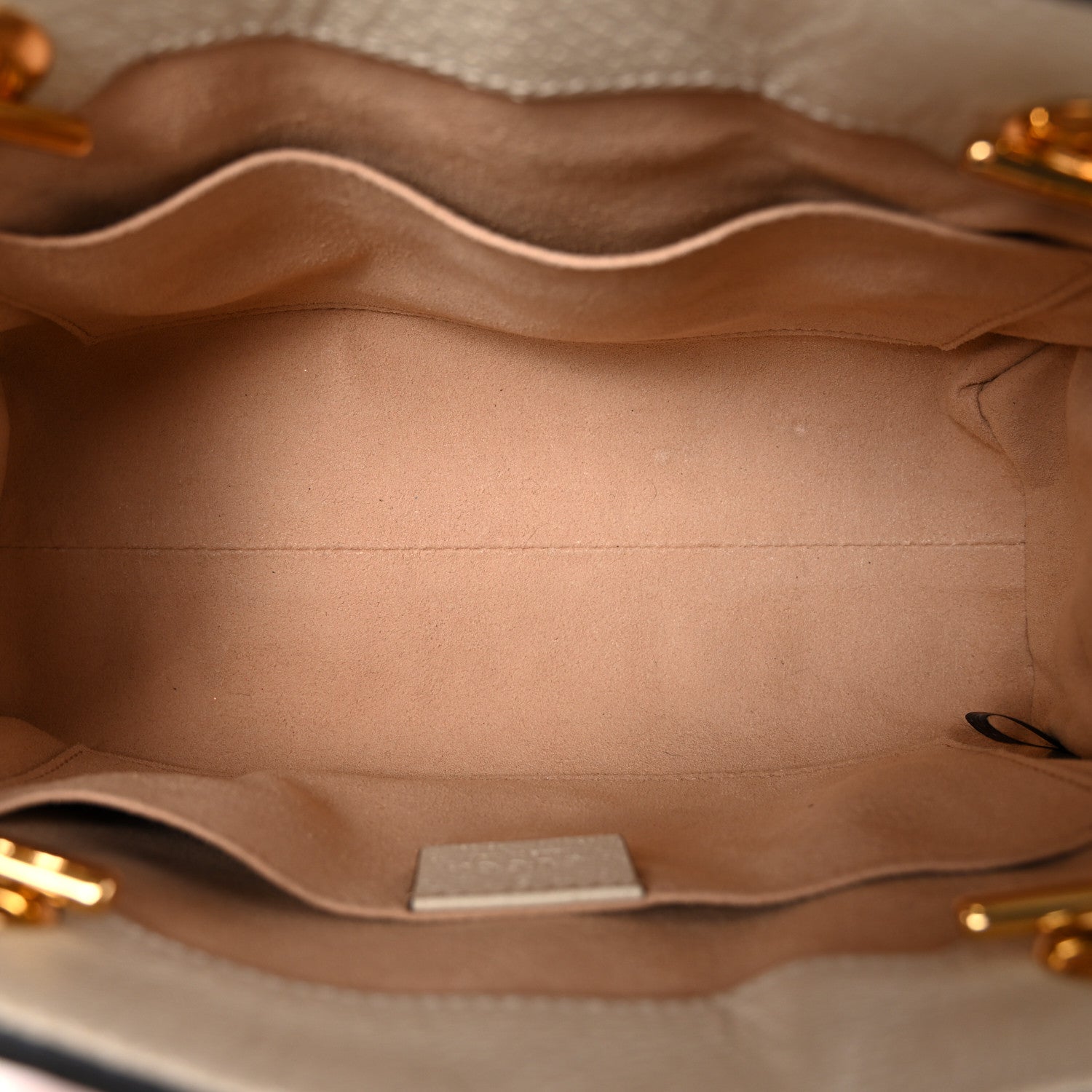 GG Supreme Monogram Flora Textured Calfskin Small Padlock Tote Beige Ebony Multicolor Mystic White