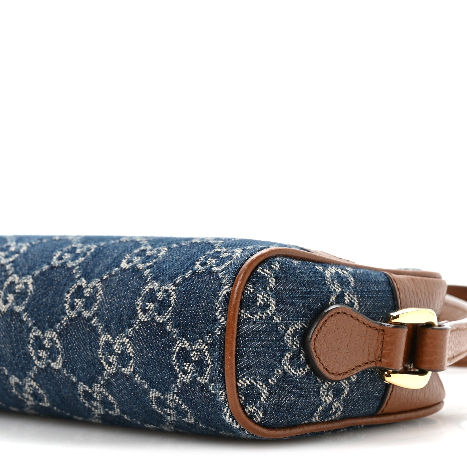 New Denim GG Monogram Dollar Calfskin Mini Ophidia Shoulder Bag Blue Tea Cuir Epilog