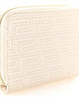 Calfskin Icon Quilted Compact Zip Around Wallet White