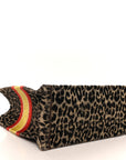 Canvas Velvet Embroidered Large Leopard Book Tote Tote Beige