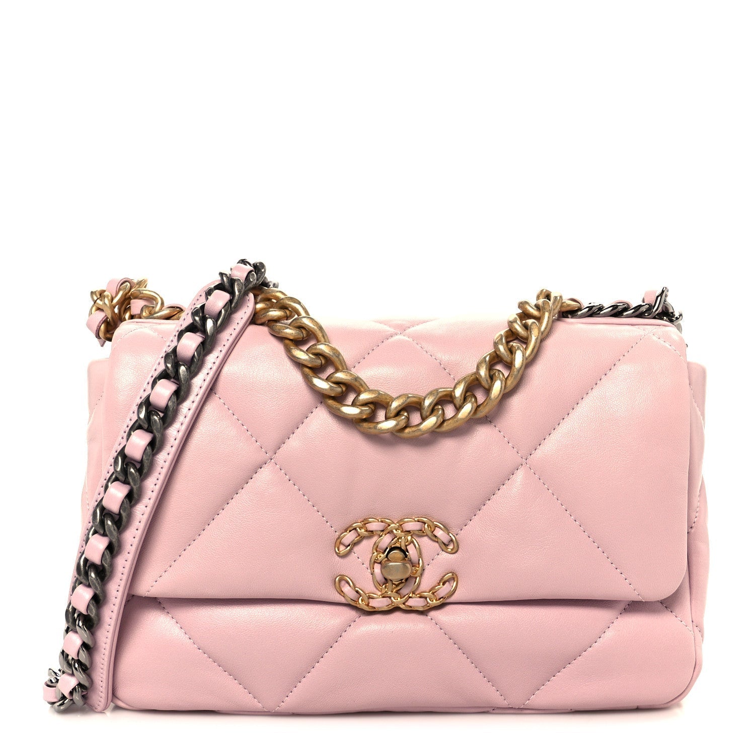 Lambskin Quilted Medium CHNL 19 Flap Light Pink