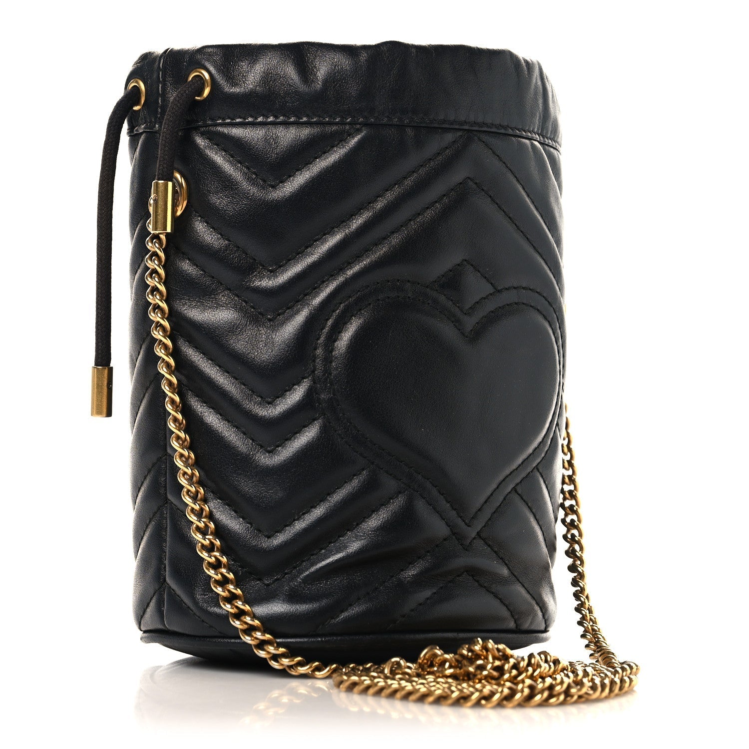 Calfskin Matelasse Mini GG Marmont 2.0 Bucket Bag Black