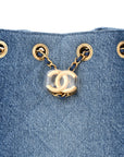 Washed Denim Quilted Mini CHNL 25 Handbag Blue