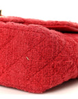 Tweed Quilted Mini Rectangular Flap Red
