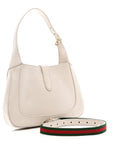 Ancora Calfskin Web Small Jackie Shoulder Bag Light Grey