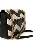 Calfskin Matelasse Medium GG Marmont Shoulder Bag Black White