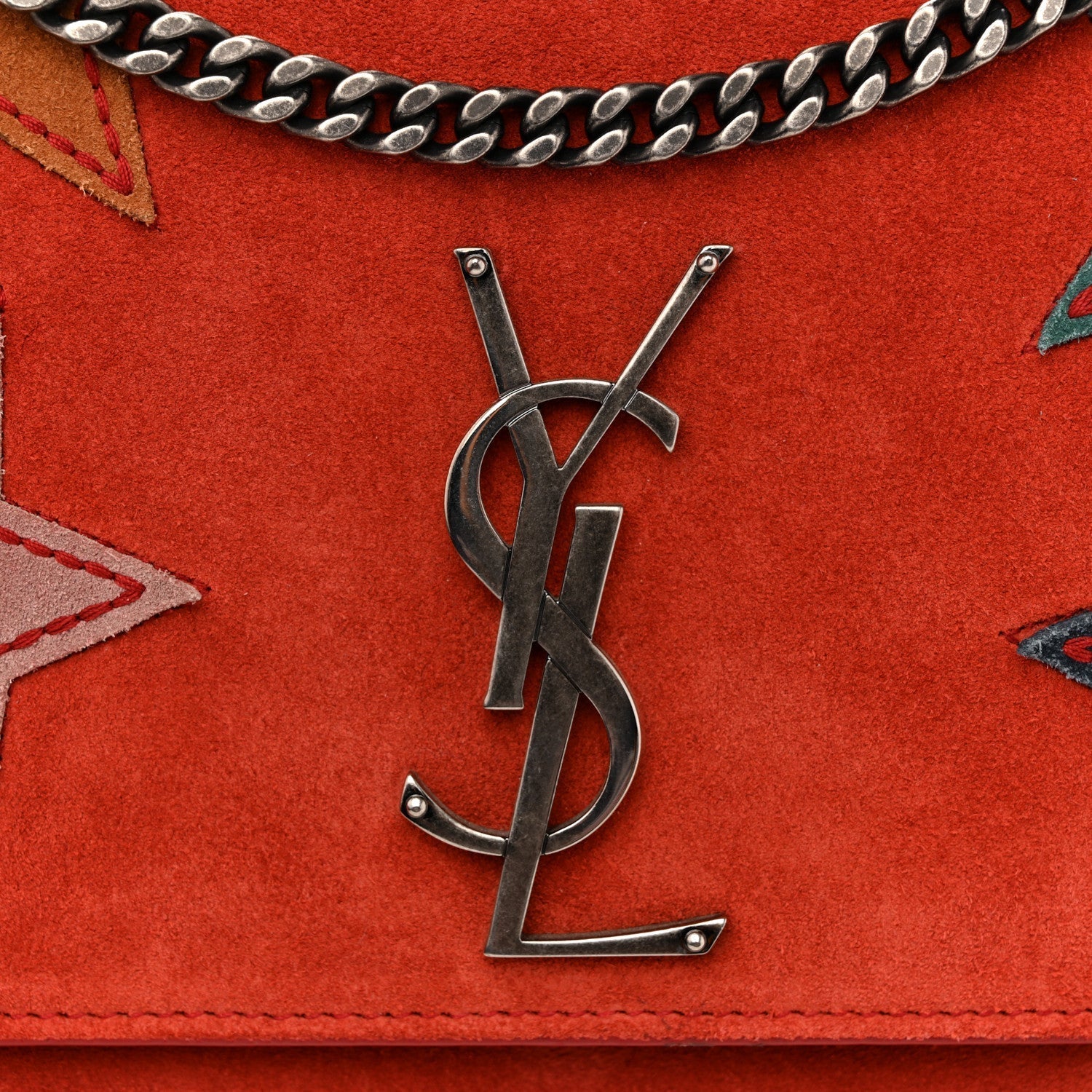 Suede Star Medium Classic Monogram Kate Satchel Berry Red