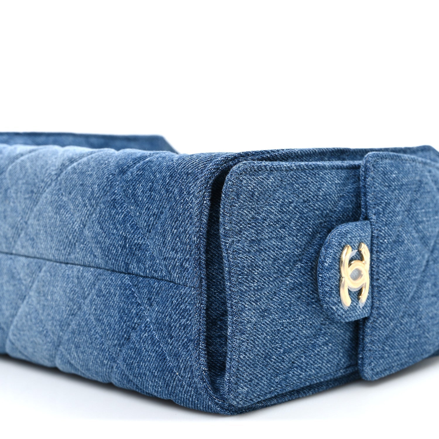 Washed Denim Quilted Mini CHNL 25 Handbag Blue