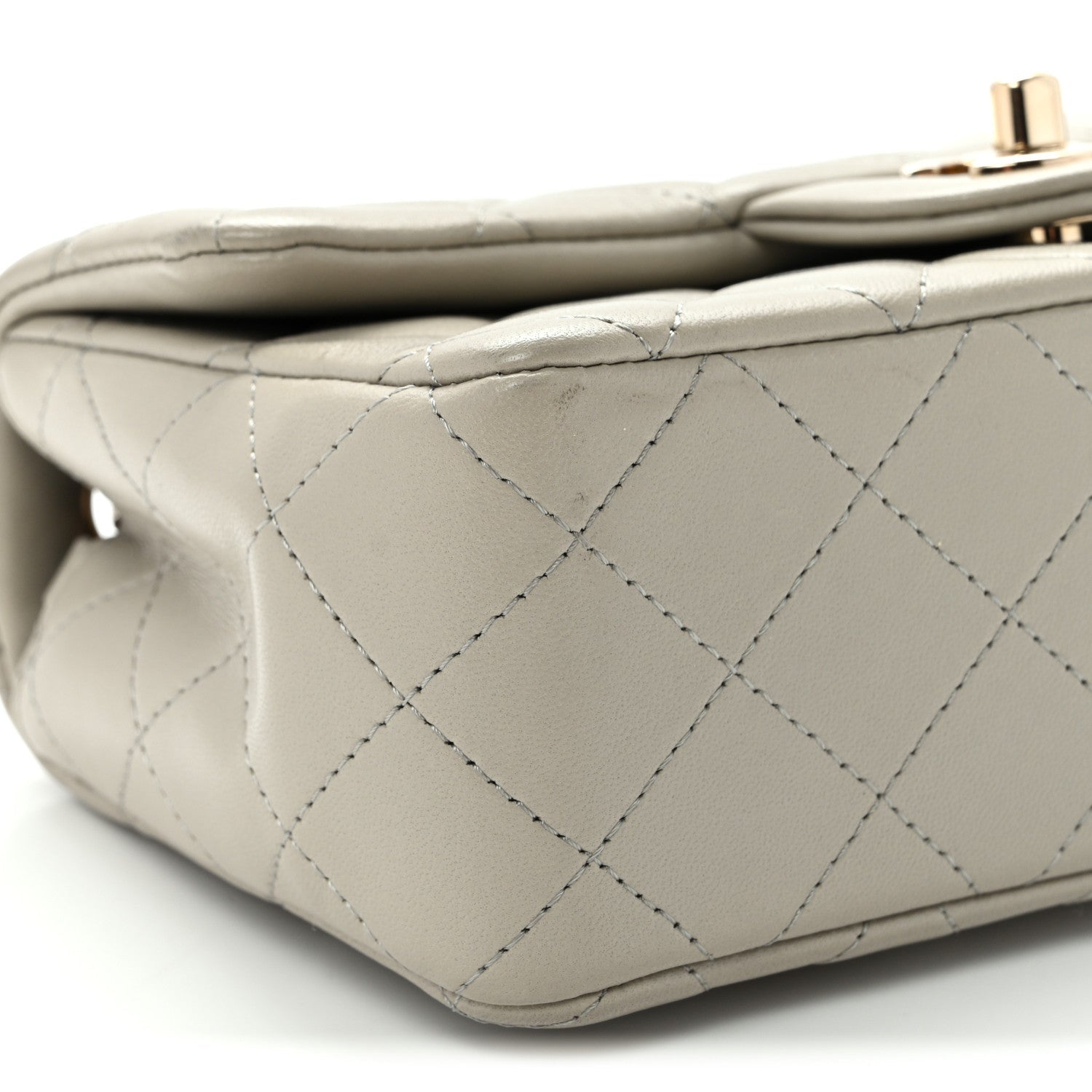 Lambskin Quilted Mini Rectangular Flap Grey