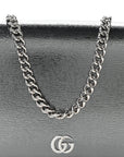 Textured Patent Bi-color GG Marmont Wallet on Chain  Silver Blue