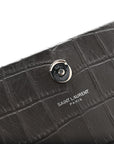 Calfskin Crocodile Embossed Medium Classic Monogram Kate Tassel Satchel Storm