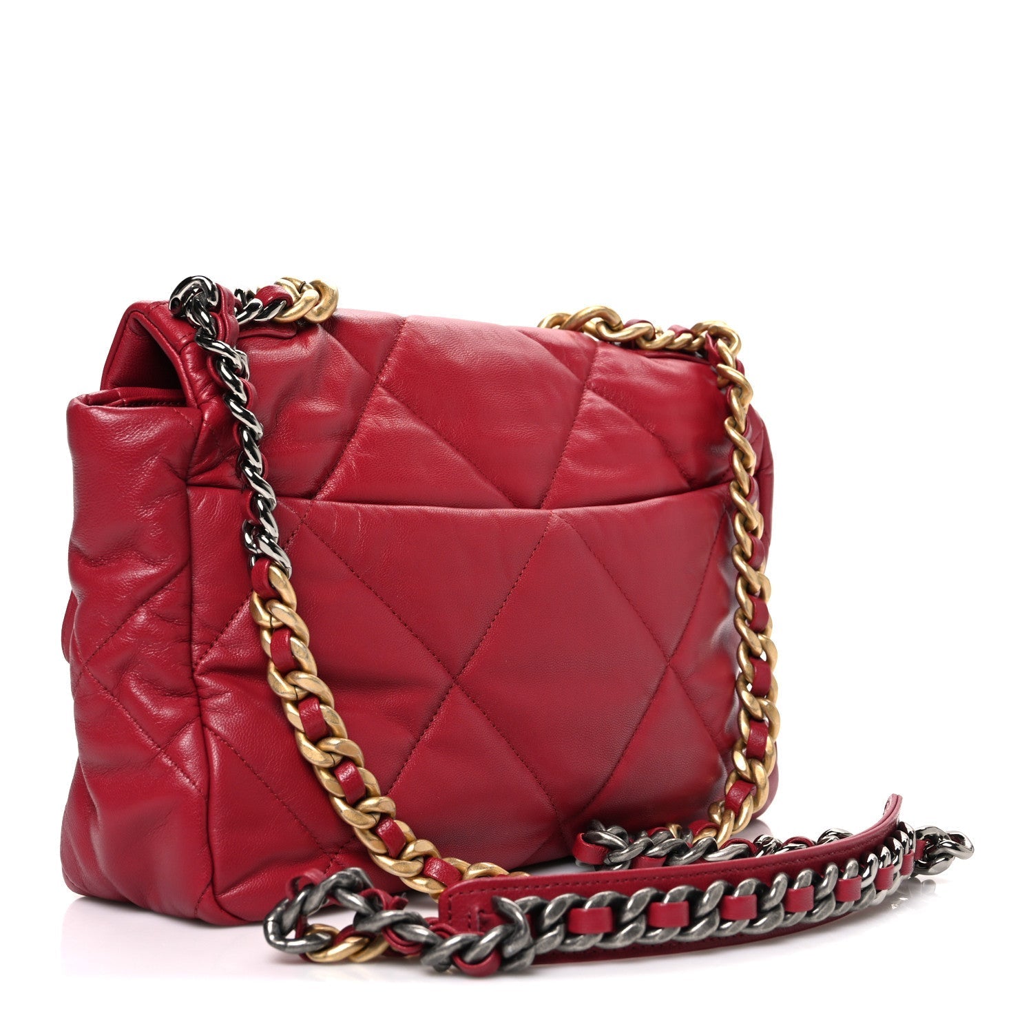 Lambskin Quilted Large CHNL 19 Flap Red