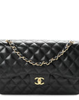 Caviar Quilted Jumbo Double Flap Black