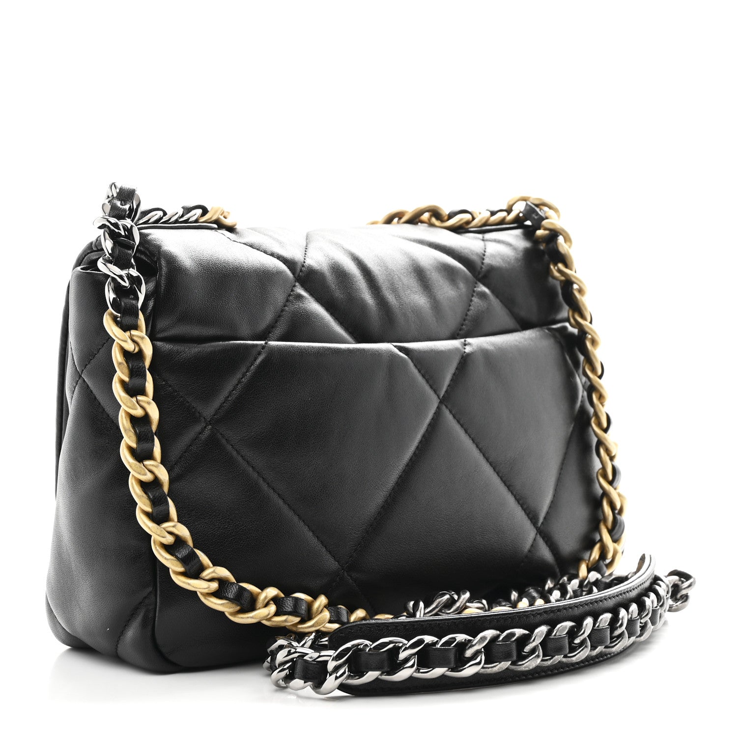Lambskin Quilted Medium CHNL 19 Flap Black