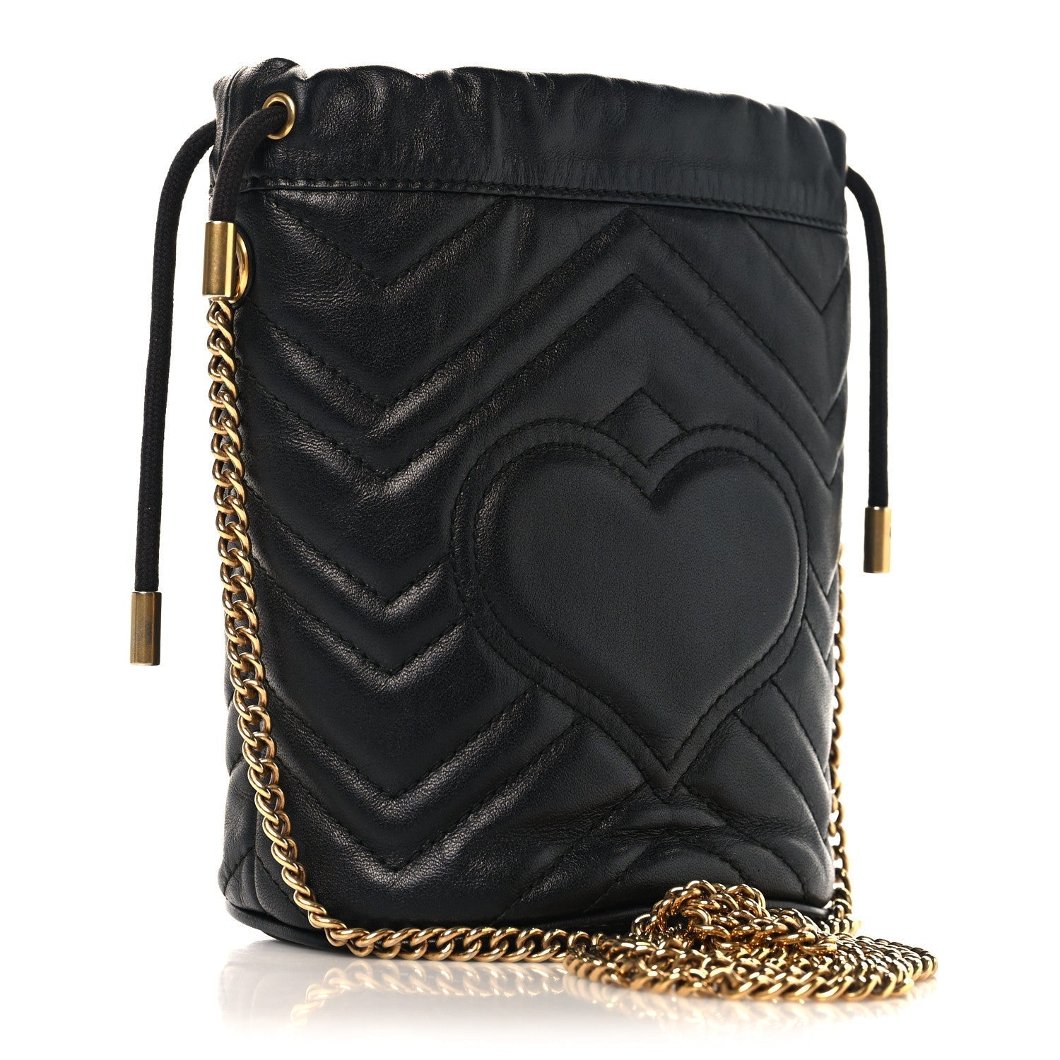 Calfskin Matelasse Mini GG Marmont 2.0 Bucket Bag Black