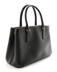 Saffiano Small Galleria Double Zip Tote Black