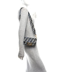 X JOSHUA VIDES Nylon FF Cloudy Mini Belt Baguette Bag White Celeste Black