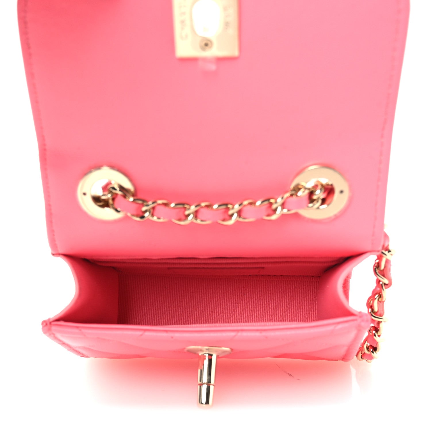 Lambskin Quilted Mini Trendy CC Chain Wallet Pink