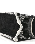 Canvas Embroidered Medium Paris Book Tote Black White