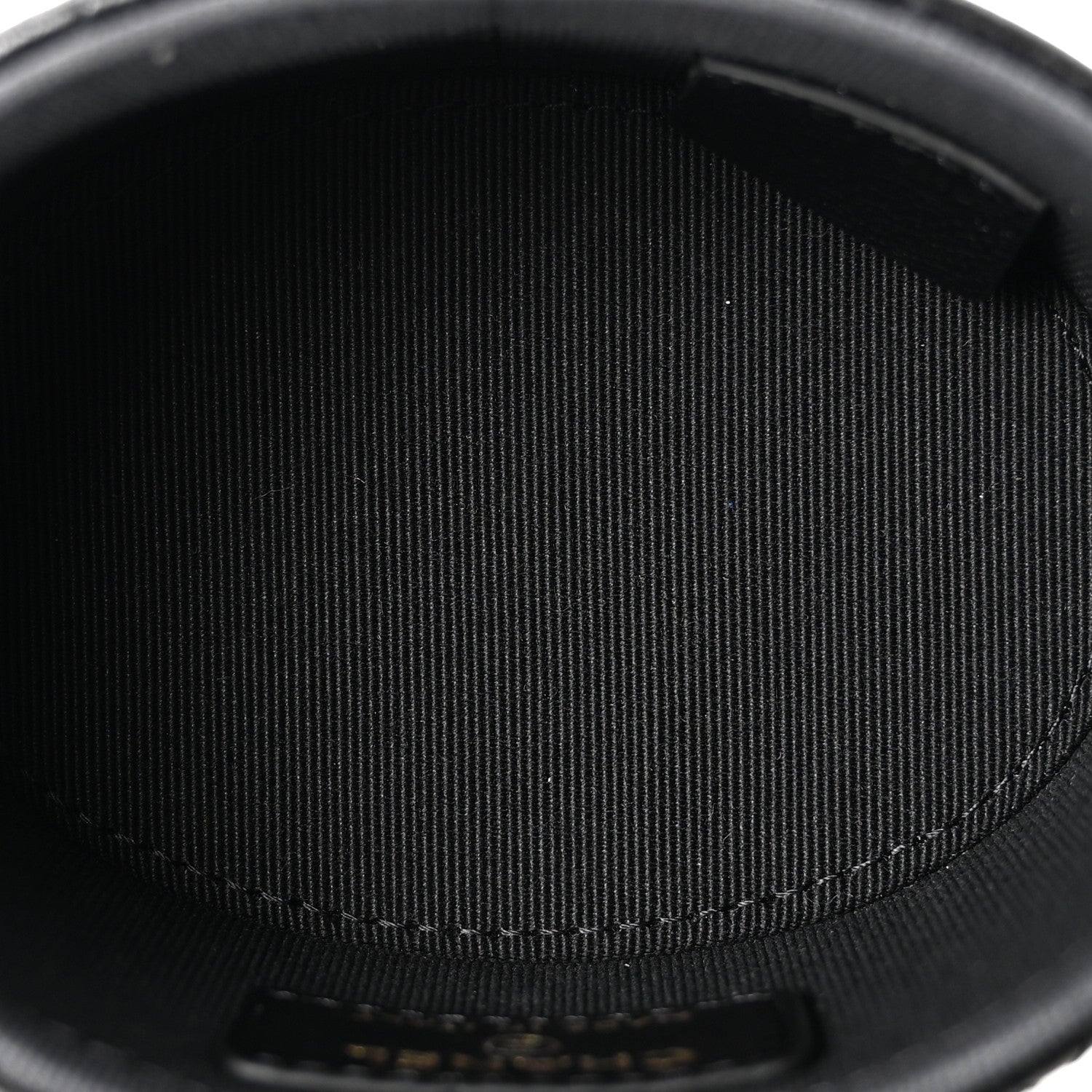 Lambskin Quilted Mini Round Vanity Case With Chain Black