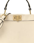 Vitello Seta Suede FF Mini Peekaboo Iconic Satchel  Uovo Sigaro Marrone