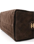 Suede Quilted Medium CHNL 25 Handbag Dark Brown
