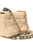 Shiny Goatskin Quilted Medium CHNL 19 Flap Beige