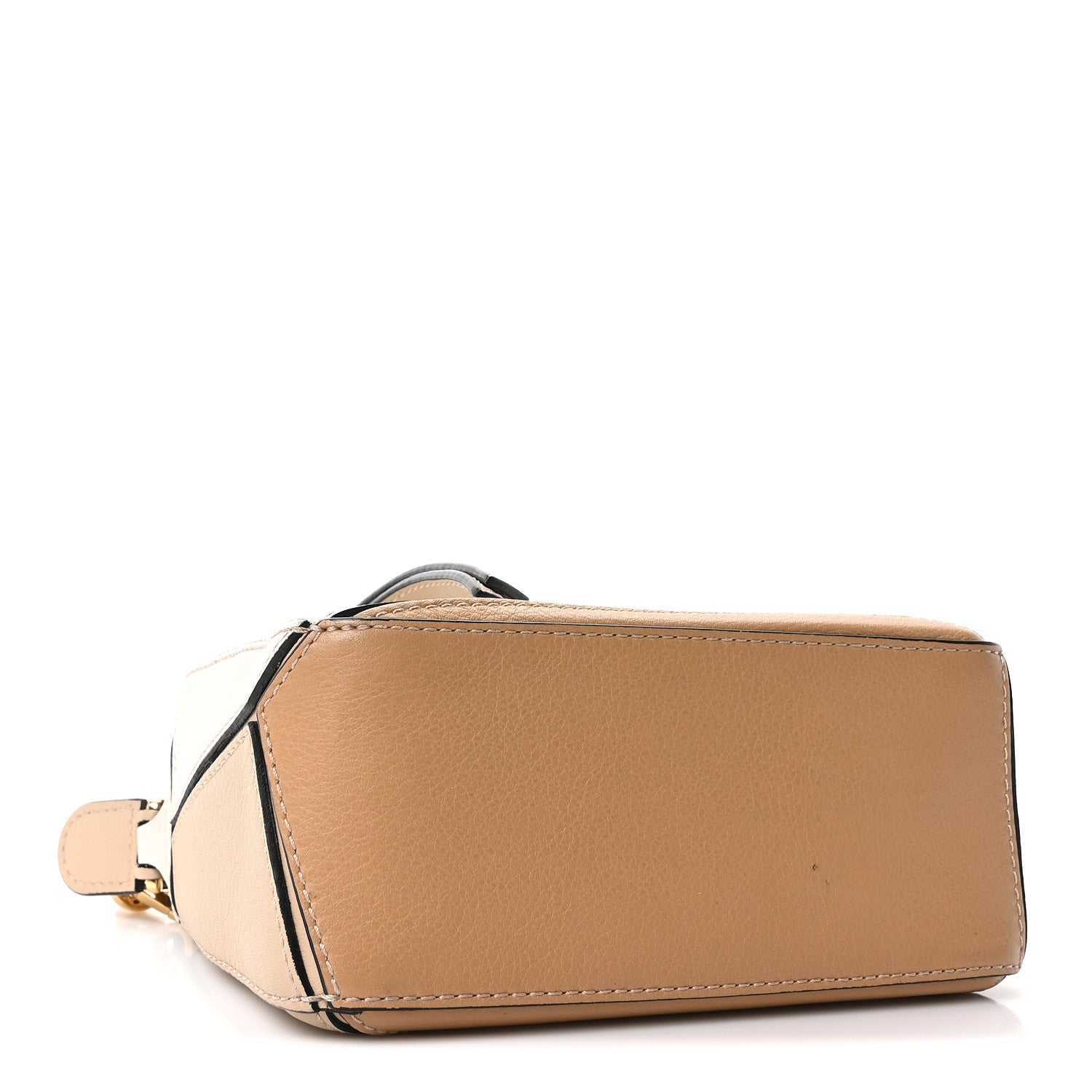 Calfskin Mini Woven Puzzle Bag Beige White