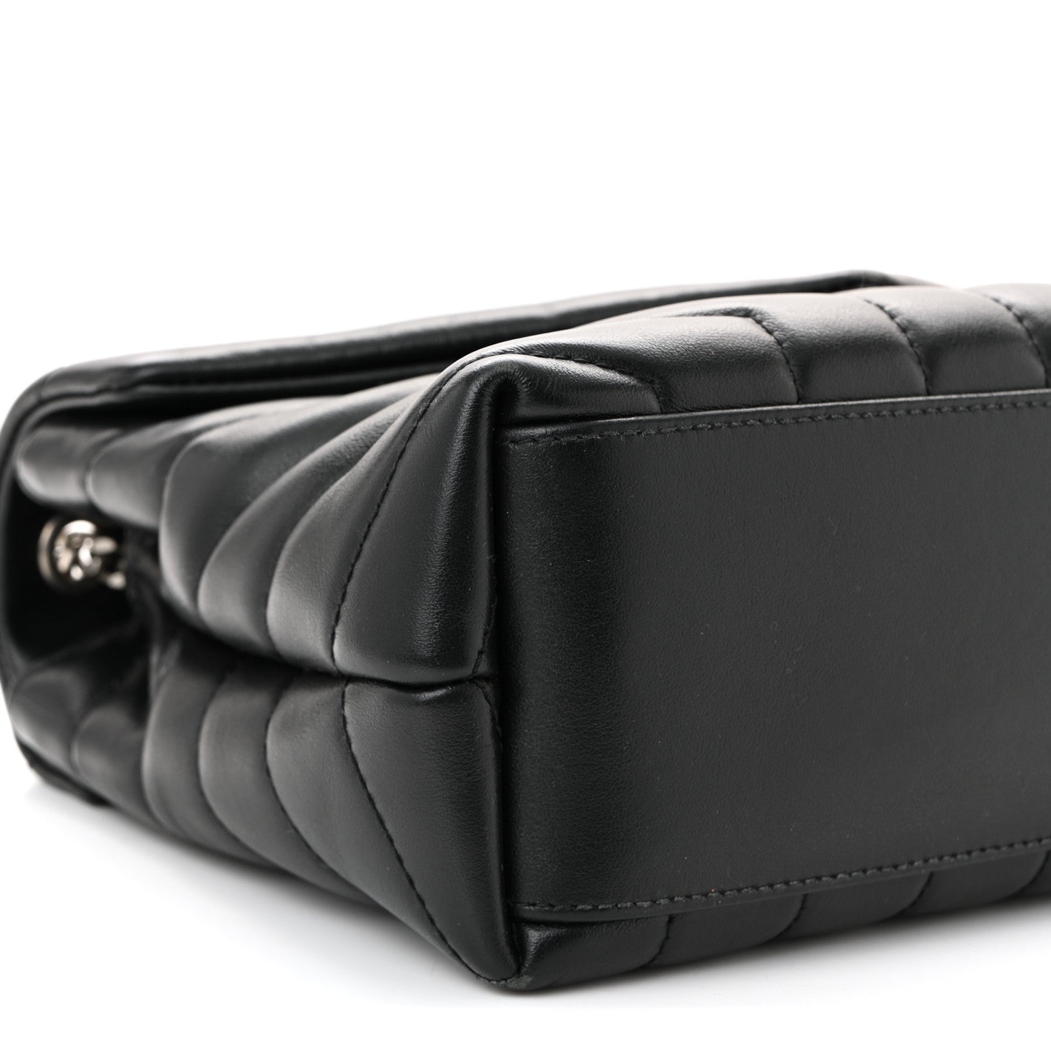 Calfskin Y Quilted Monogram Small Loulou Chain Satchel Black