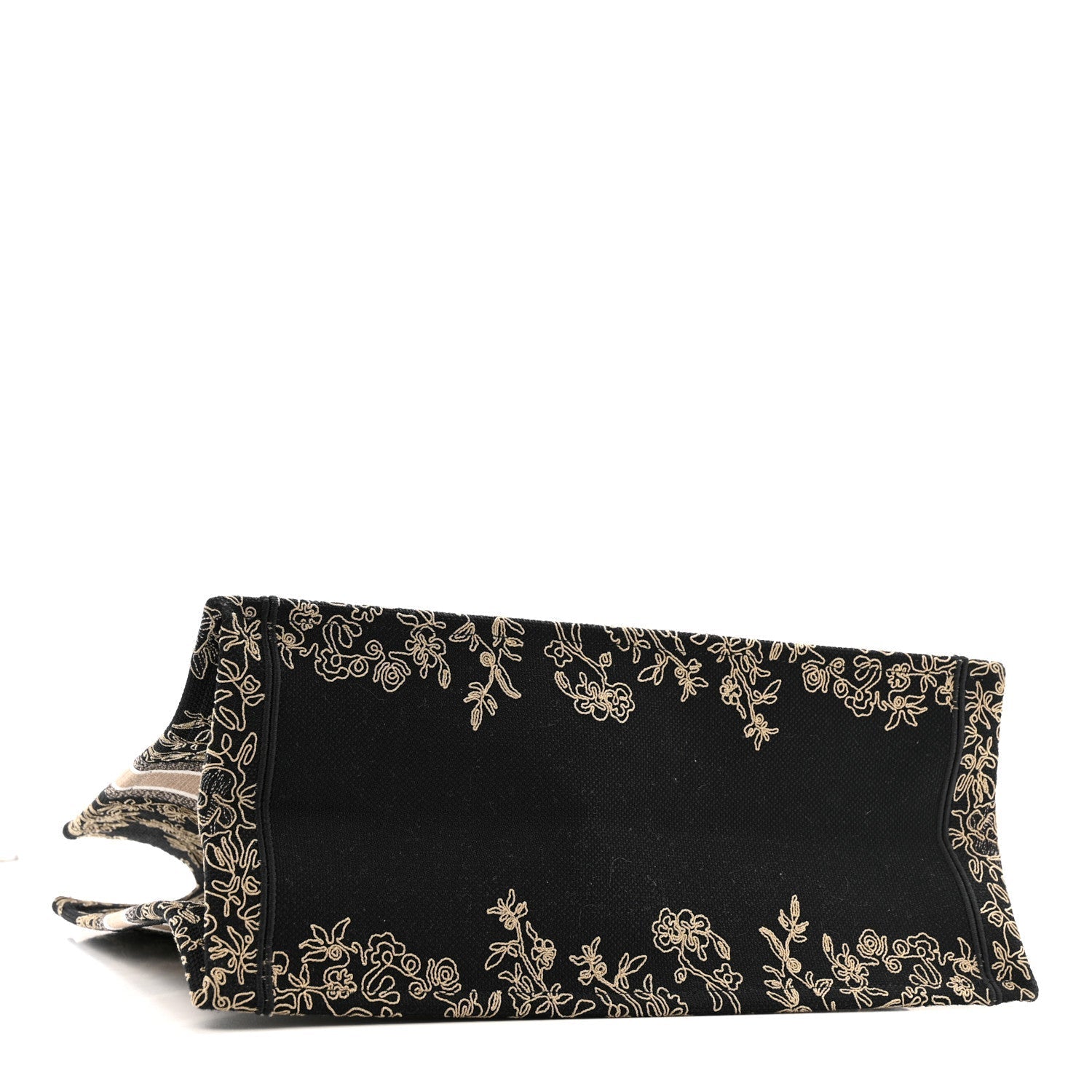 Canvas Embroidered Large Ornamental Cornely Book Tote Black Beige