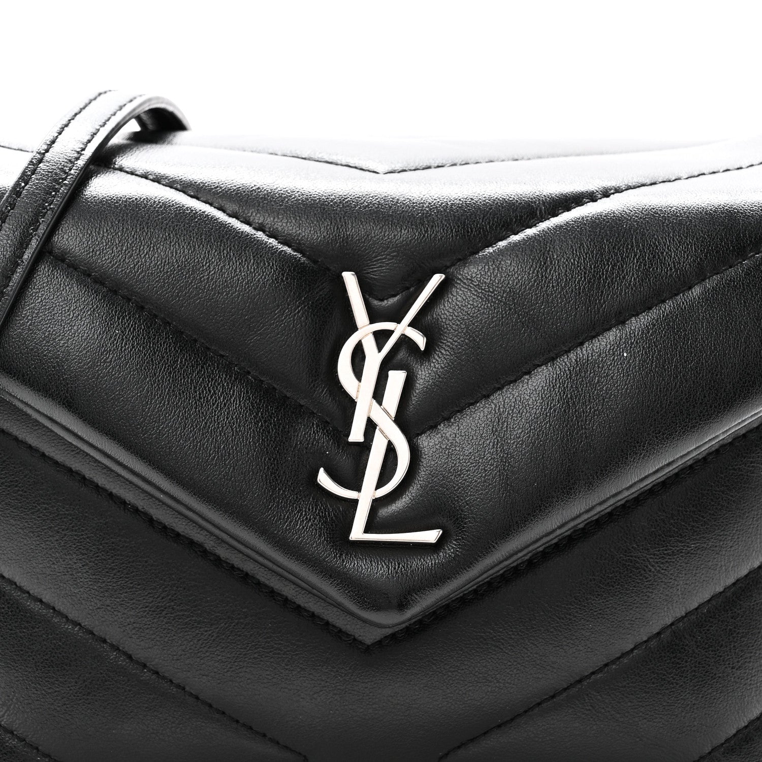 Calfskin Y Quilted Monogram Toy Loulou Crossbody Bag Black