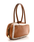 Shearling Calfskin Arcadie Top Handle Bag Cognac