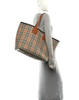 Cotton Vintage Check Large London Tote Bag Briar Brown Black