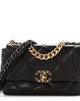 Lambskin Quilted Medium CHNL 19 Flap Dark Brown