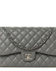 Caviar Quilted Jumbo Double Flap Grey