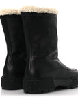Calfskin Shearling Womens Journey Ankle Boots 38.5 Black Ecru
