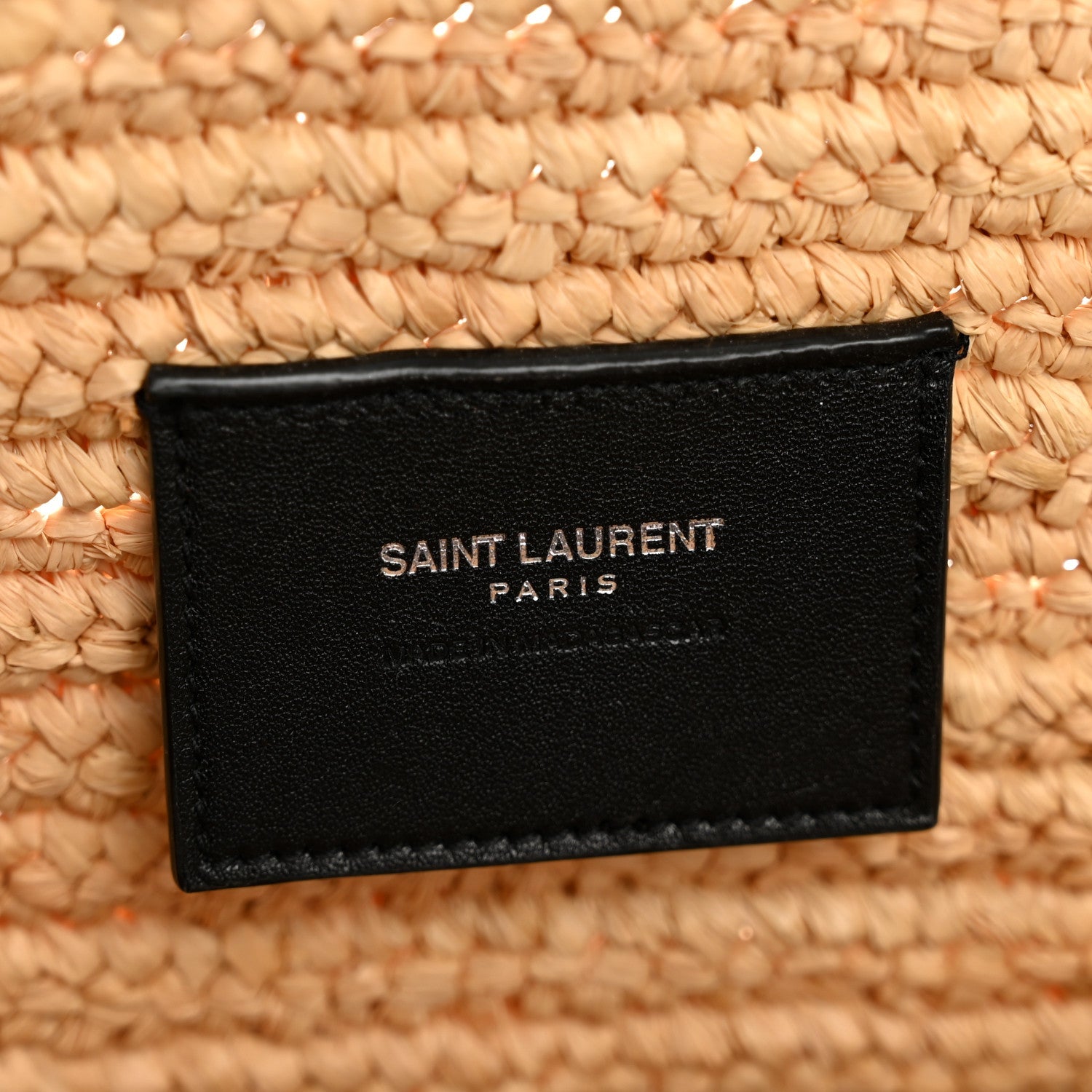 Raffia Calfskin Rive Gauche Tote Naturale Black