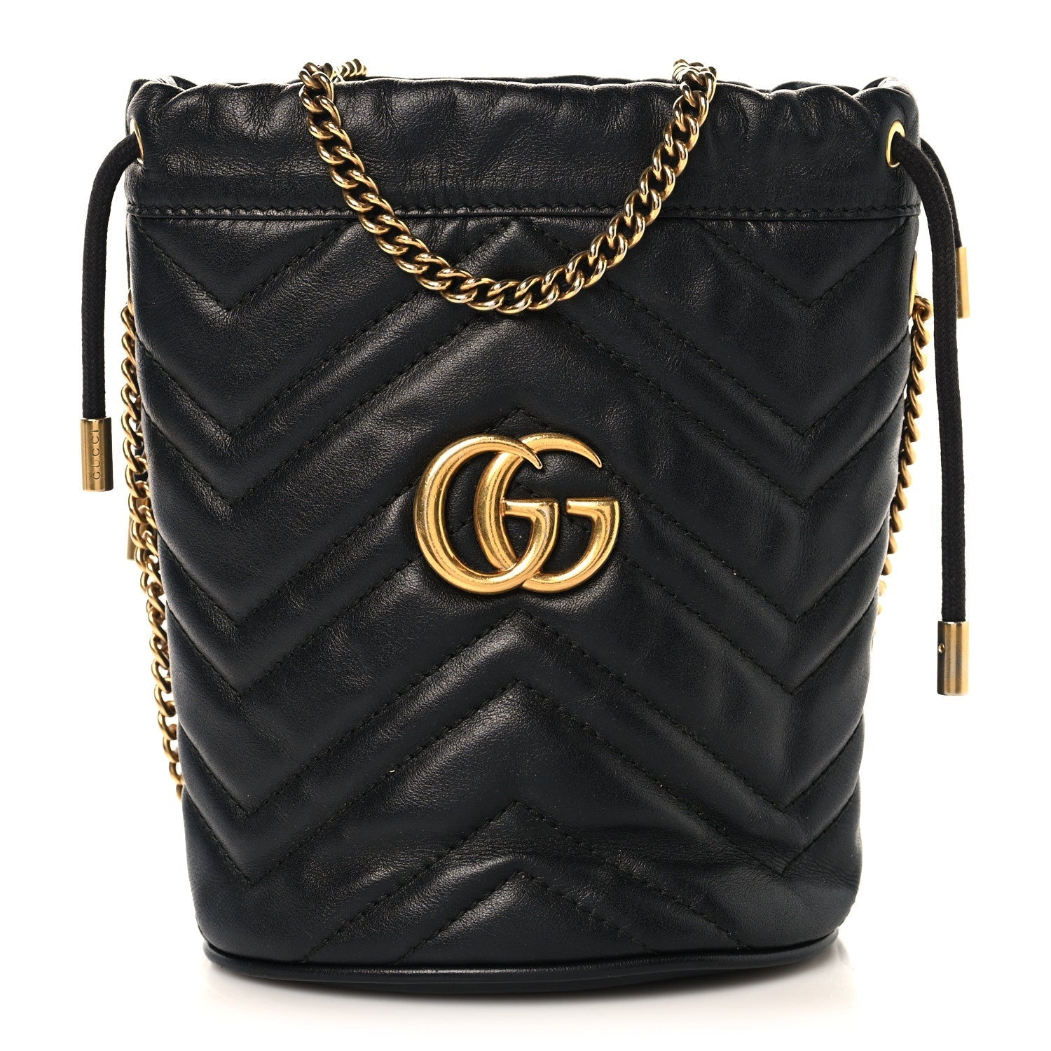 Calfskin Matelasse Mini GG Marmont 2.0 Bucket Bag Black