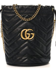 Calfskin Matelasse Mini GG Marmont 2.0 Bucket Bag Black
