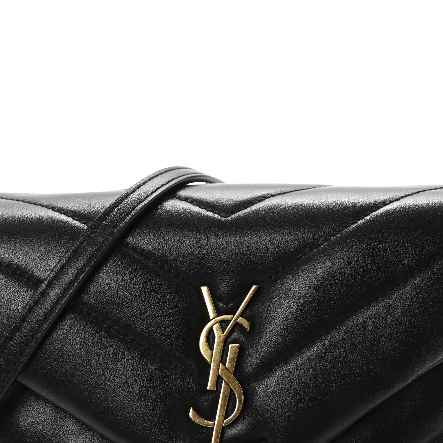 Calfskin Y Quilted Monogram Toy Loulou Crossbody Bag Black