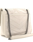 Crinkled Calfskin Matelasse Monogram Baby Niki Chain Satchel Blanc Vintage