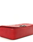 Glazed Calfskin Quilted Small Coco Boy Flap Red