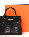 Matte Alligator Kelly Retourne 28 Black