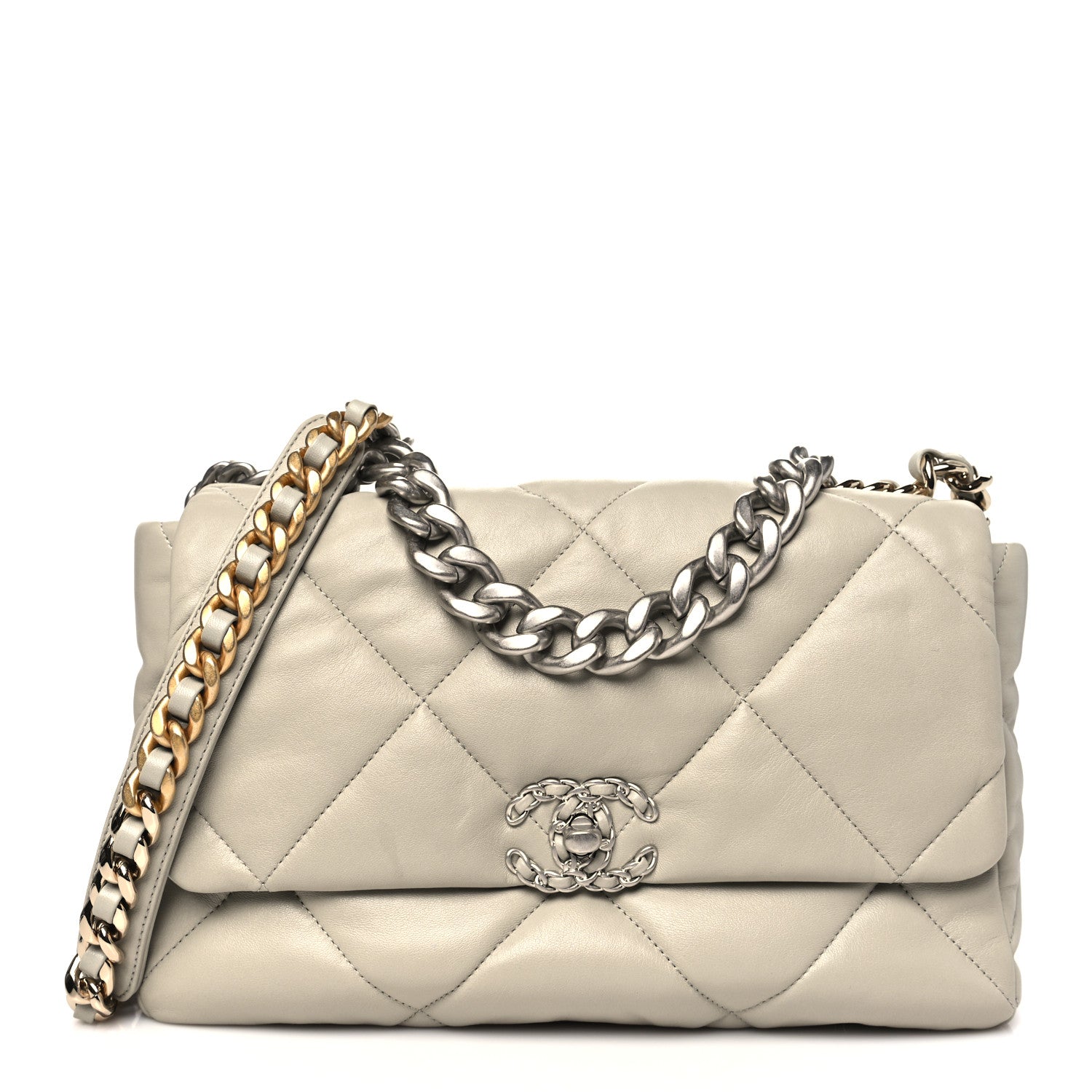 Lambskin Quilted Large CHNL 19 Flap Grey