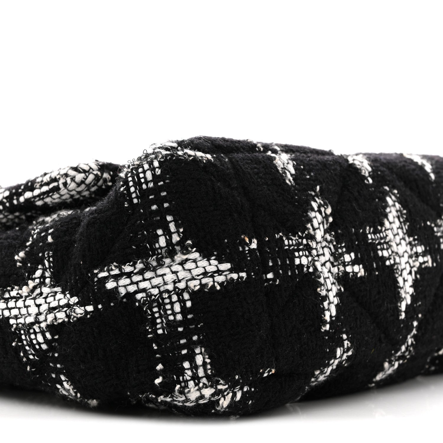 Tweed Quilted Maxi CHNL 19 Flap Black White