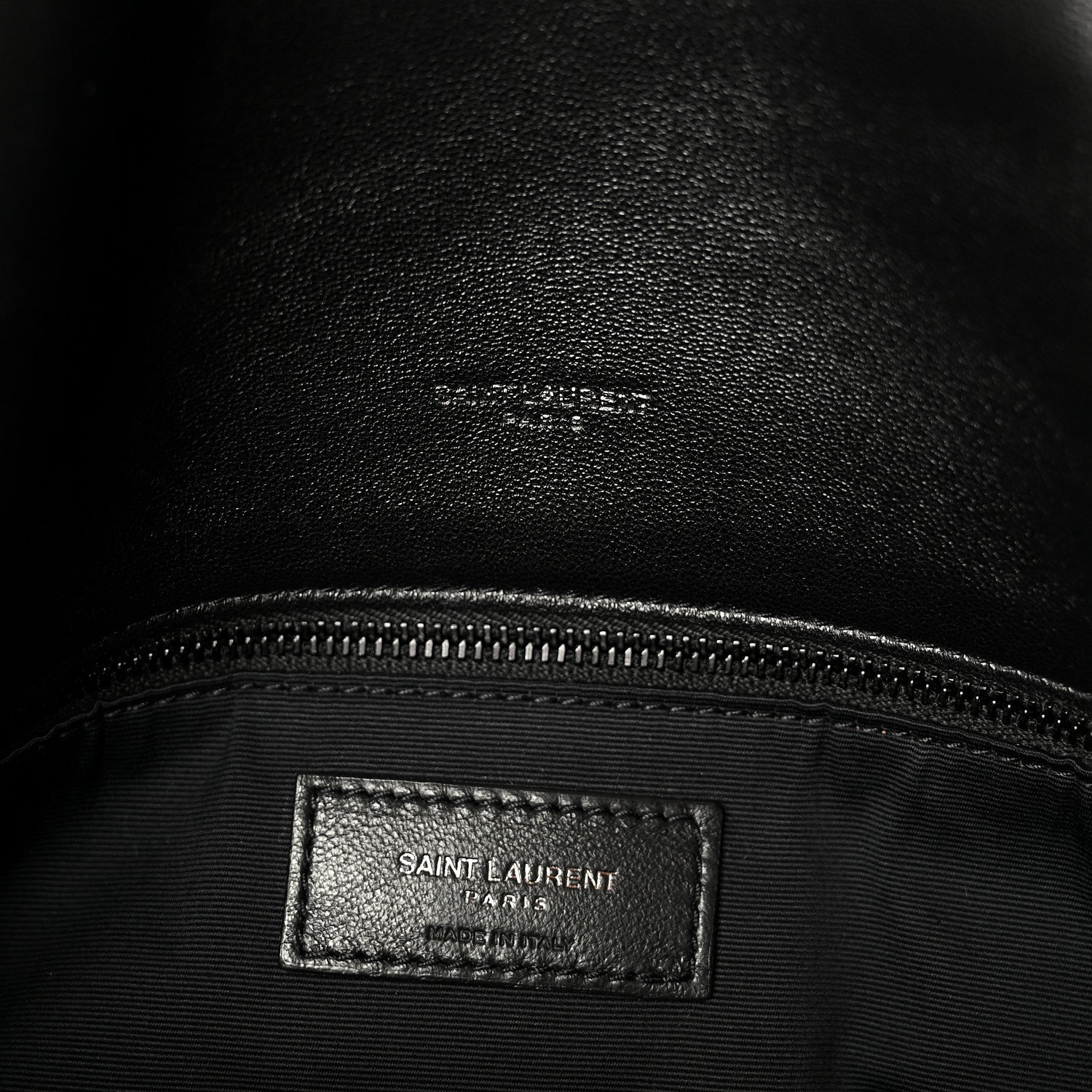 Lambskin Quilted Monogram Monochrome Medium Loulou Puffer Chain Satchel Black