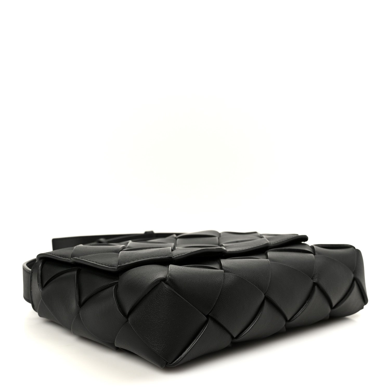 Grained Calfskin Intreccio Small Diago Crossbody Bag Black